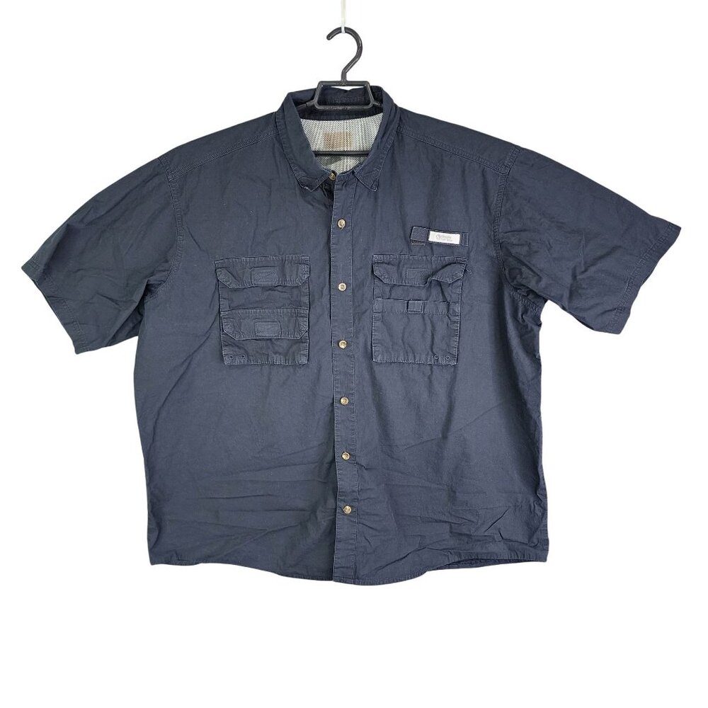 Mens Black Guide Series Shirt Vented Button Down Short Sleeve Fishing Size 2XL
